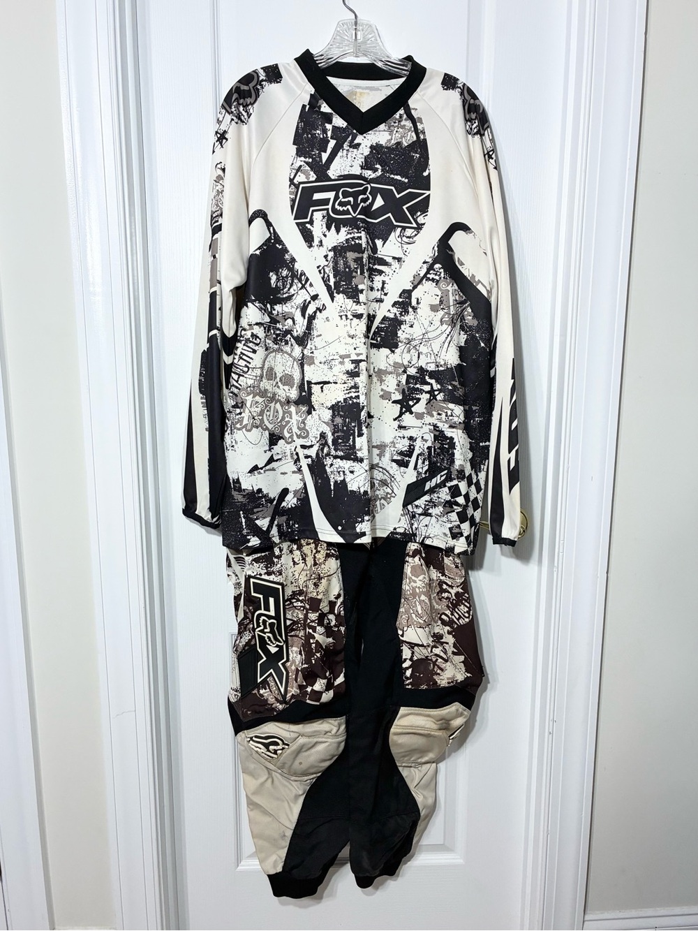 Y2K VTG Fox Racing HC 180 Motocross Jersey and Pants Set Black White Size 34
